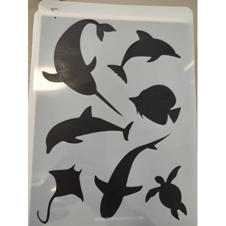 Tengeri állatok nagy stencil 21*30.7cm