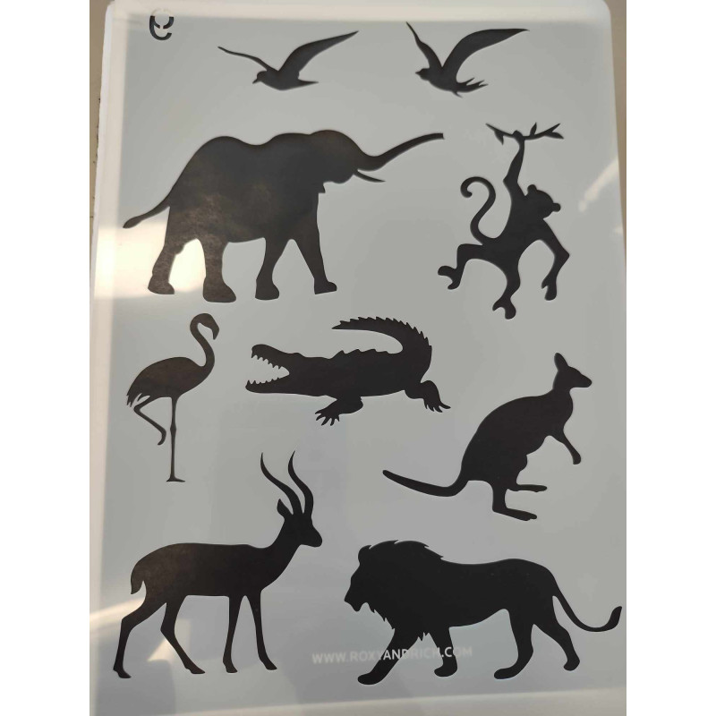 Afrikai állatok nagy stencil 21*30.7cm