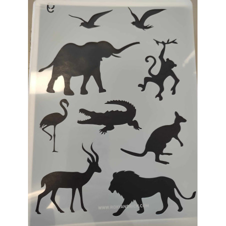 Afrikai állatok nagy stencil 21*30.7cm