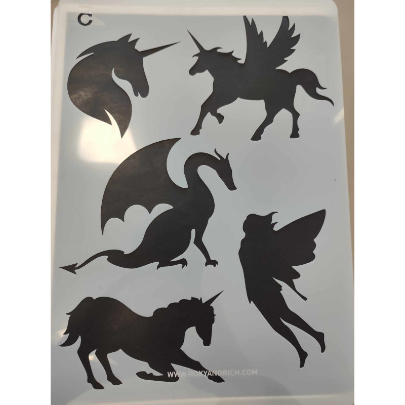 Dragon, Unicorns & Fairy Large Stencile 21*30.7cm