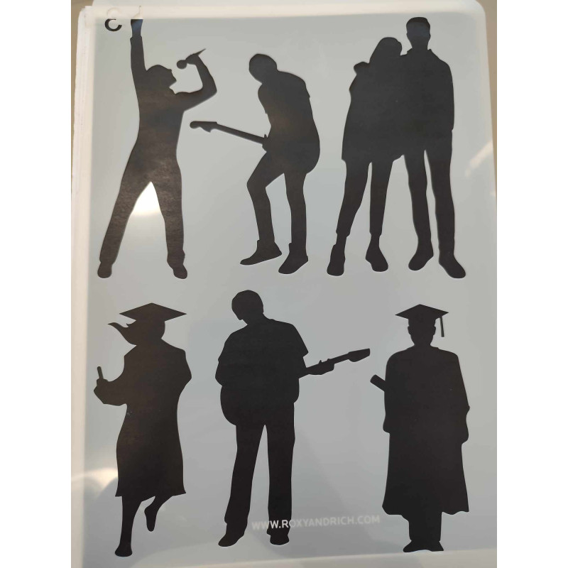 Zene & Ballagás Figurás nagy stencil 21*30.7cm
