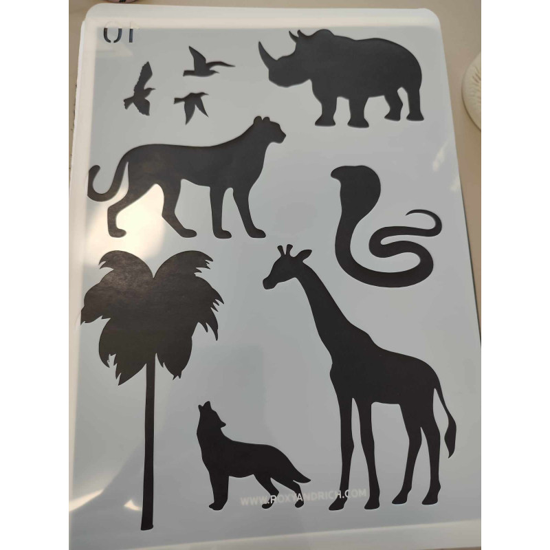 Afrikai állatok 2. nagy stencil 21*30.7cm