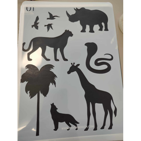 Afrikai állatok 2. nagy stencil 21*30.7cm