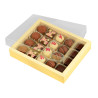 Bonbon-packing case with transparent top for 20 bonbons