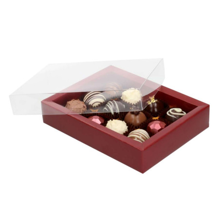 Bonbon-packing case with beardeaux-transparent top for 12 bonbons