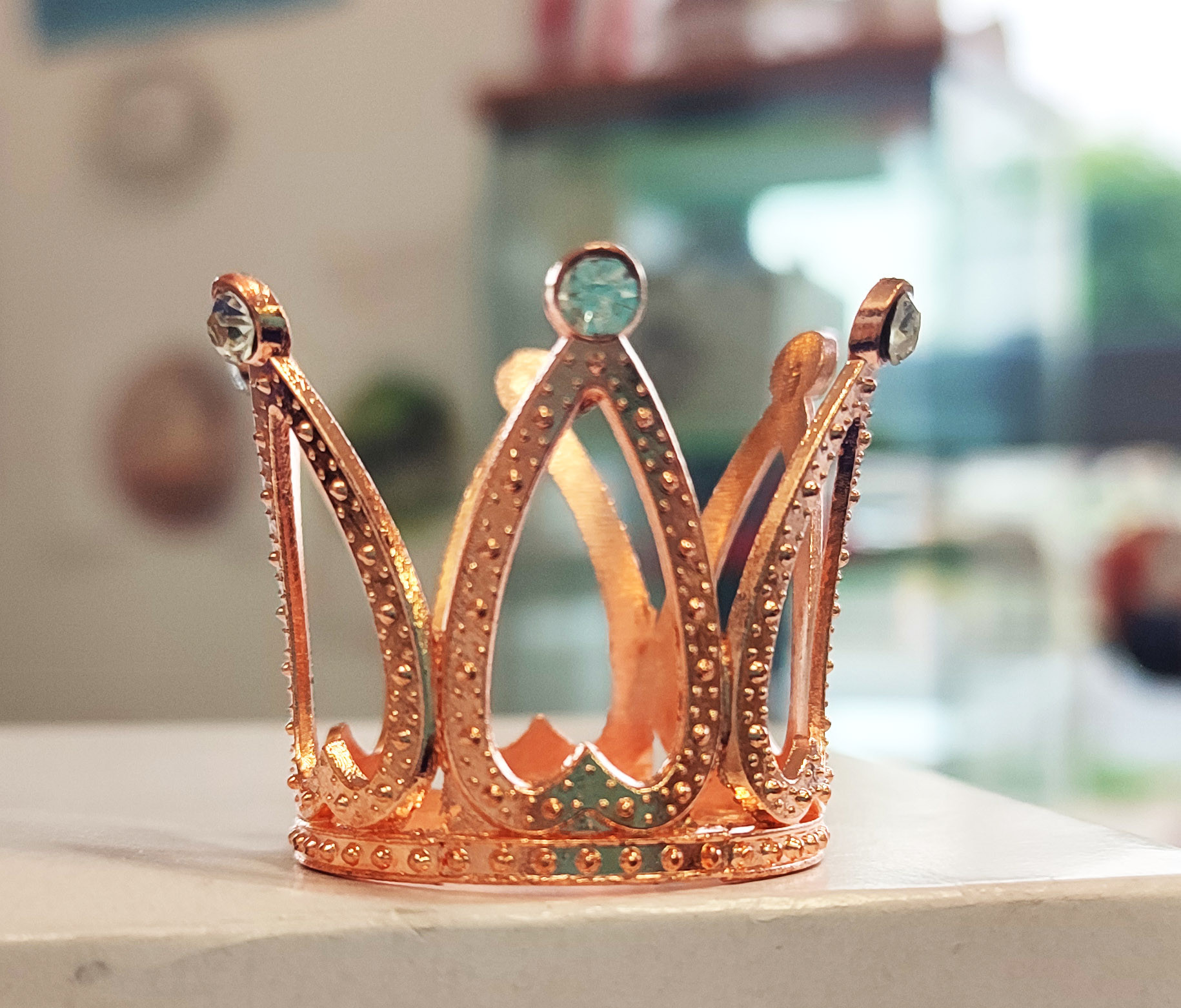 Korona, tiara rosegold hercegnős mini