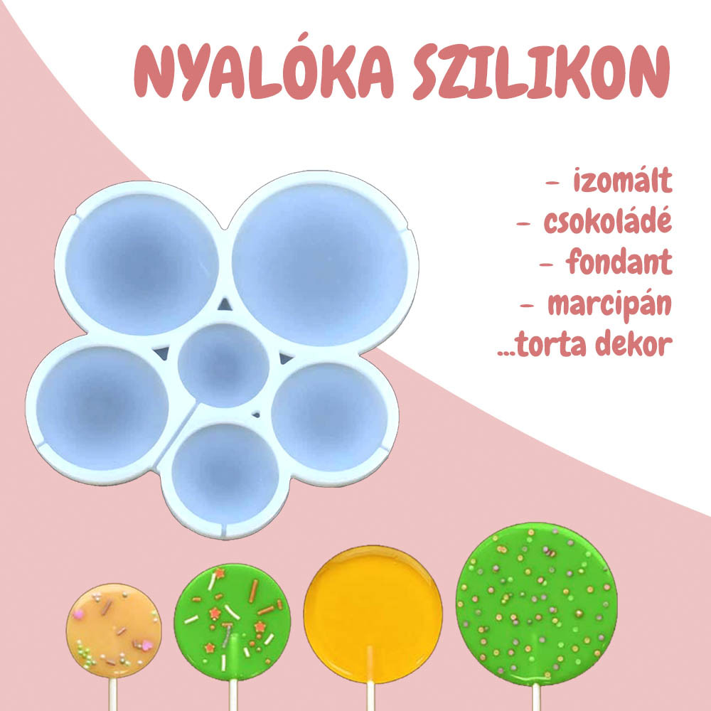Kerek nyalóka szilikon (6 részes)