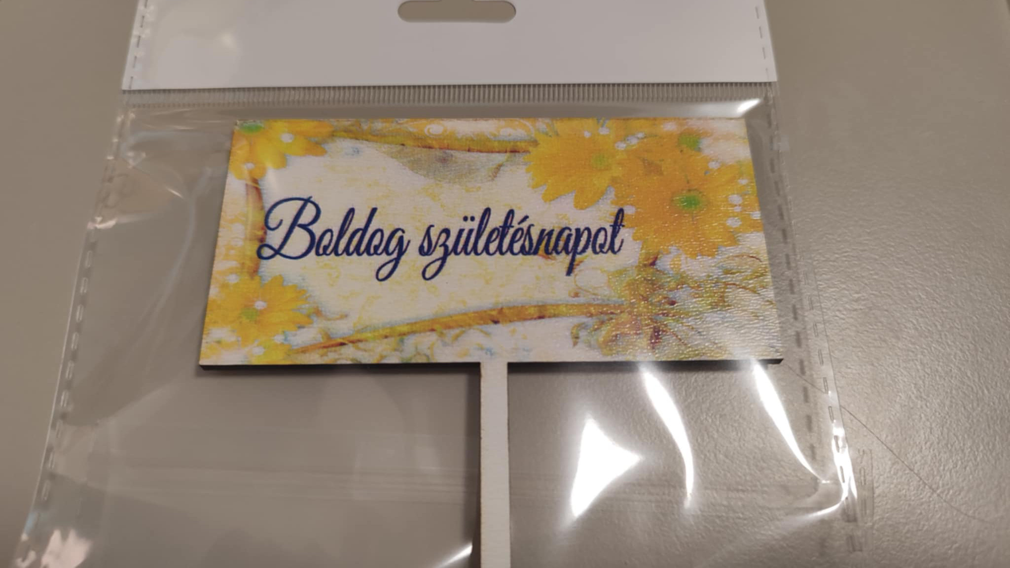 Sárga gerberás Boldog szülinapos beszúró