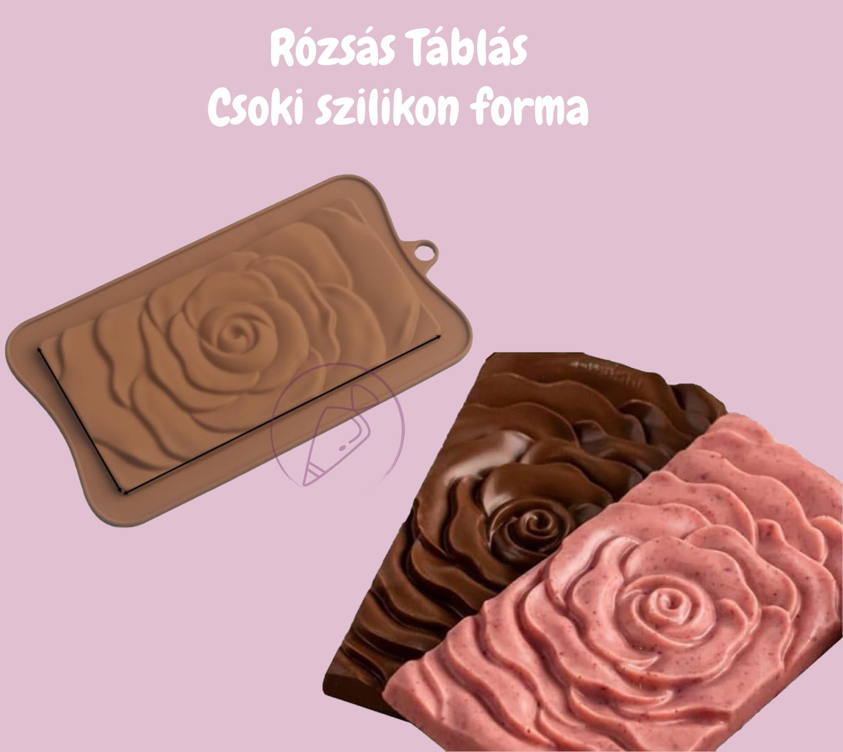 Rózsás táblás csoki szilikon forma