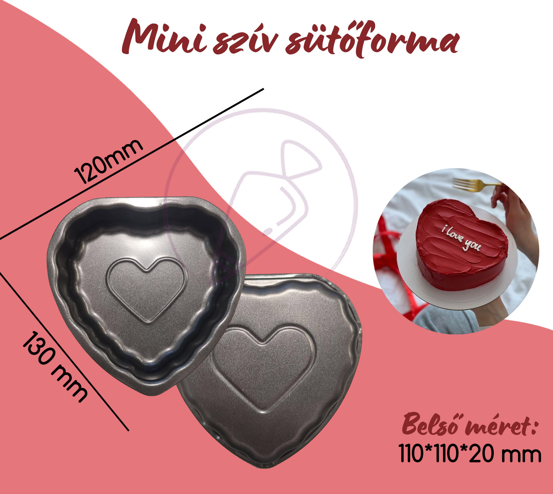 Mini szív sütőforma valentin