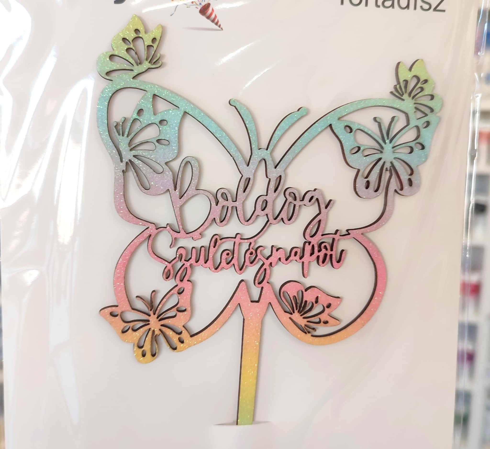 Pillangó lepkés Boldog szülinapot fa beszúró