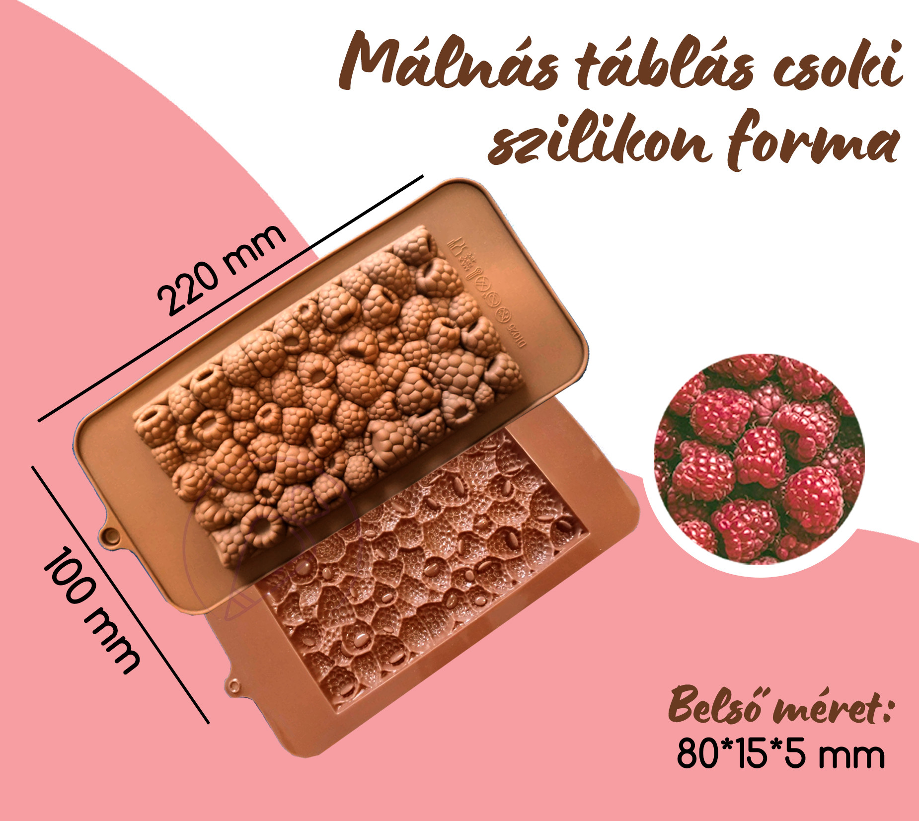 Málnás táblás csokoládé szilikon forma
