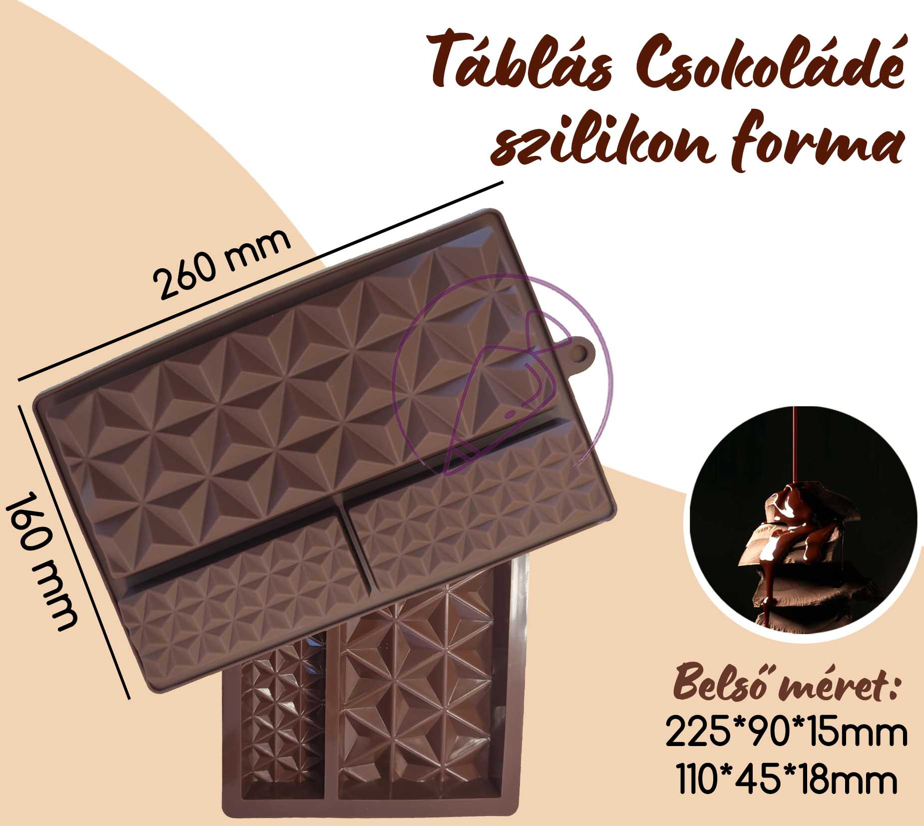 Dubai Táblás Csoki szilikon 3 részes
