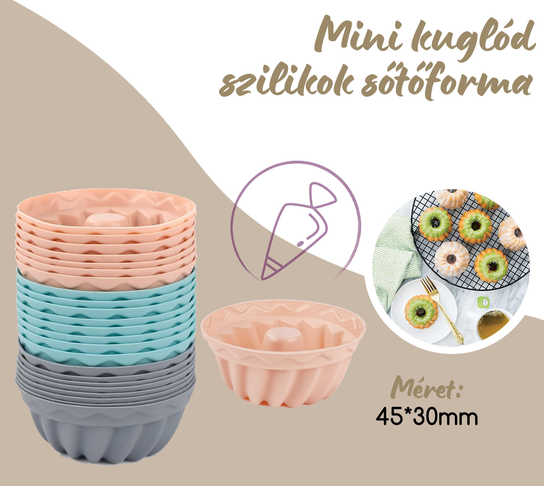 Mini kuglóf szilikon sütőforma 12db/csomag