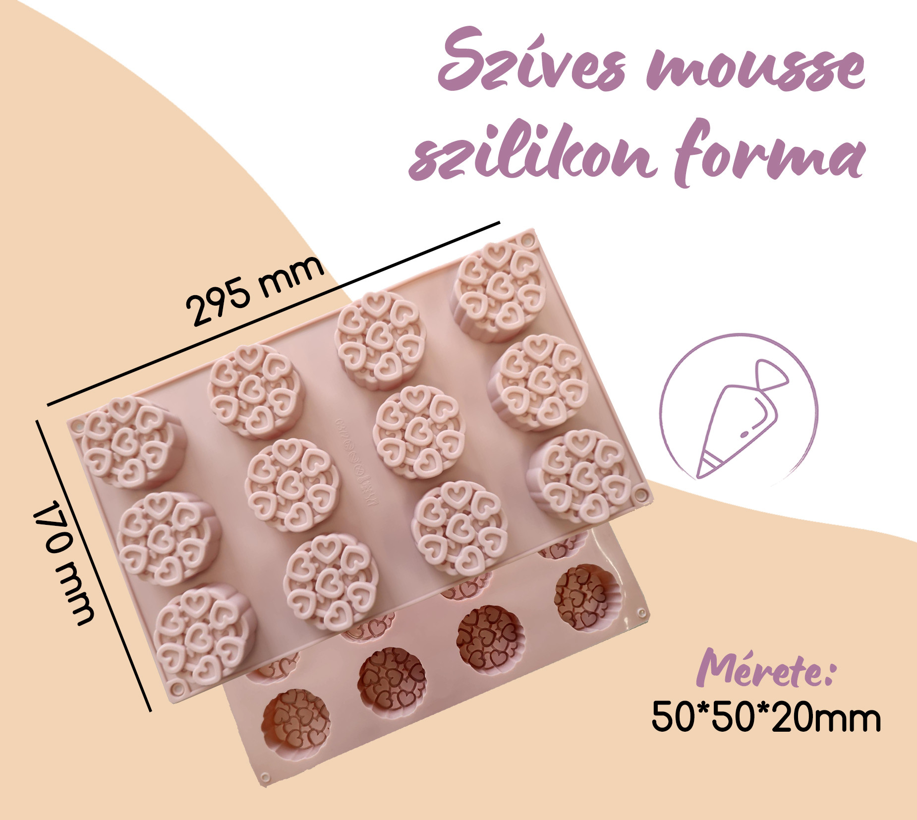 Szíves mousse sütemény szilikon forma