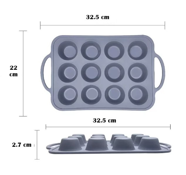 Szilikon muffin sütő fém merevítéssel 12 muffin