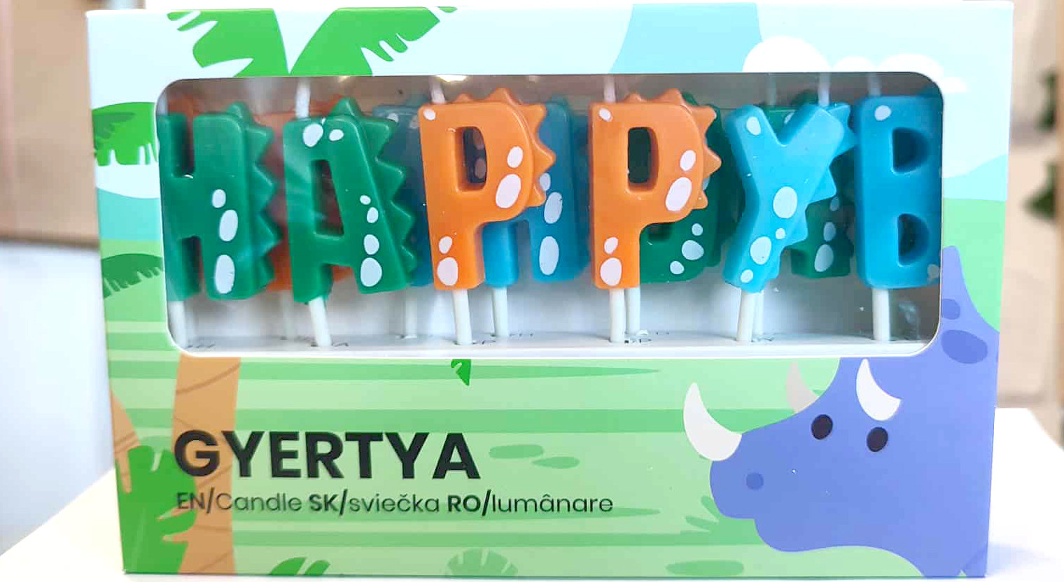 Dínós Happy Birthday gyertya szet