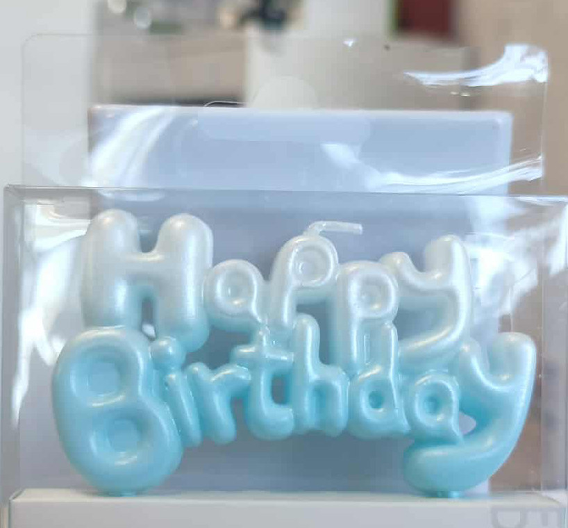 Kék fehér Happy Birthday gyertya