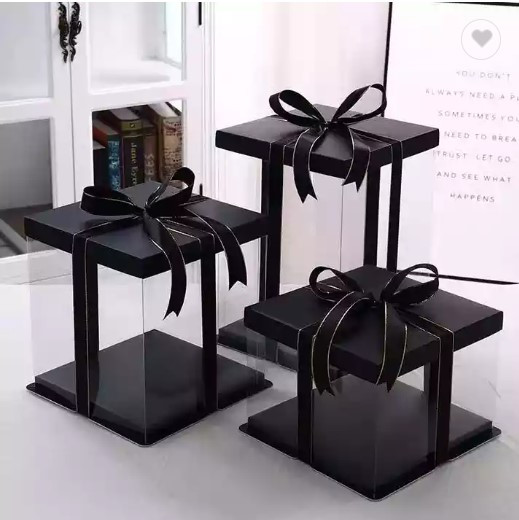 26,5x26,5x25 cm Fekete Tortadoboz
