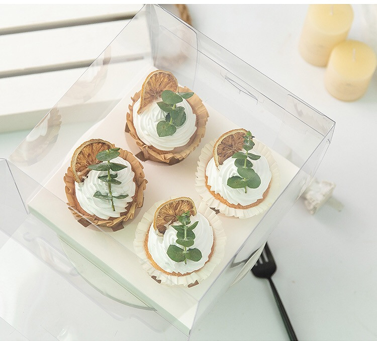 Transzparens FEHÉR Muffin doboz 4-es