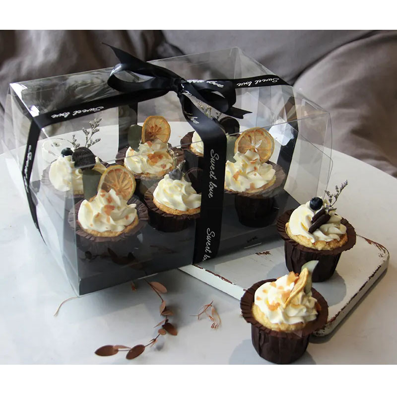 Transzparens FEKETE Muffin doboz 6-os