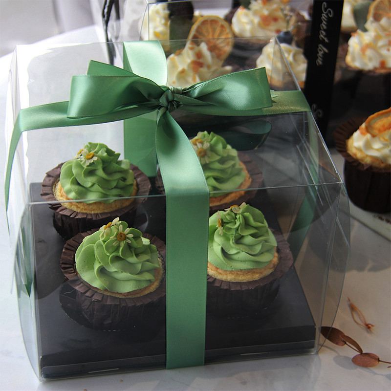 Transzparens FEKETE Muffin doboz 4-es