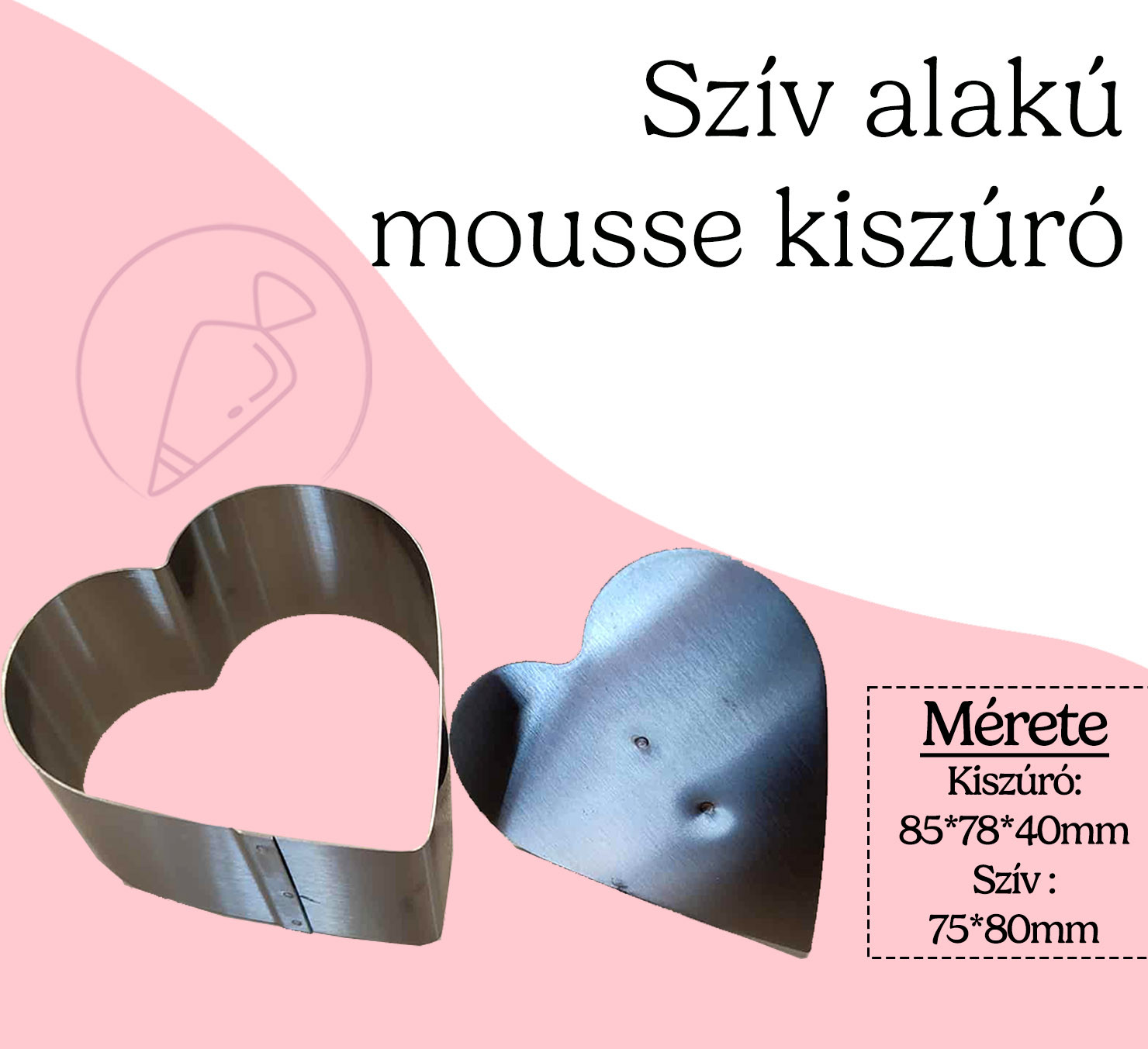 Szív alakú desszert mousse kiszúró