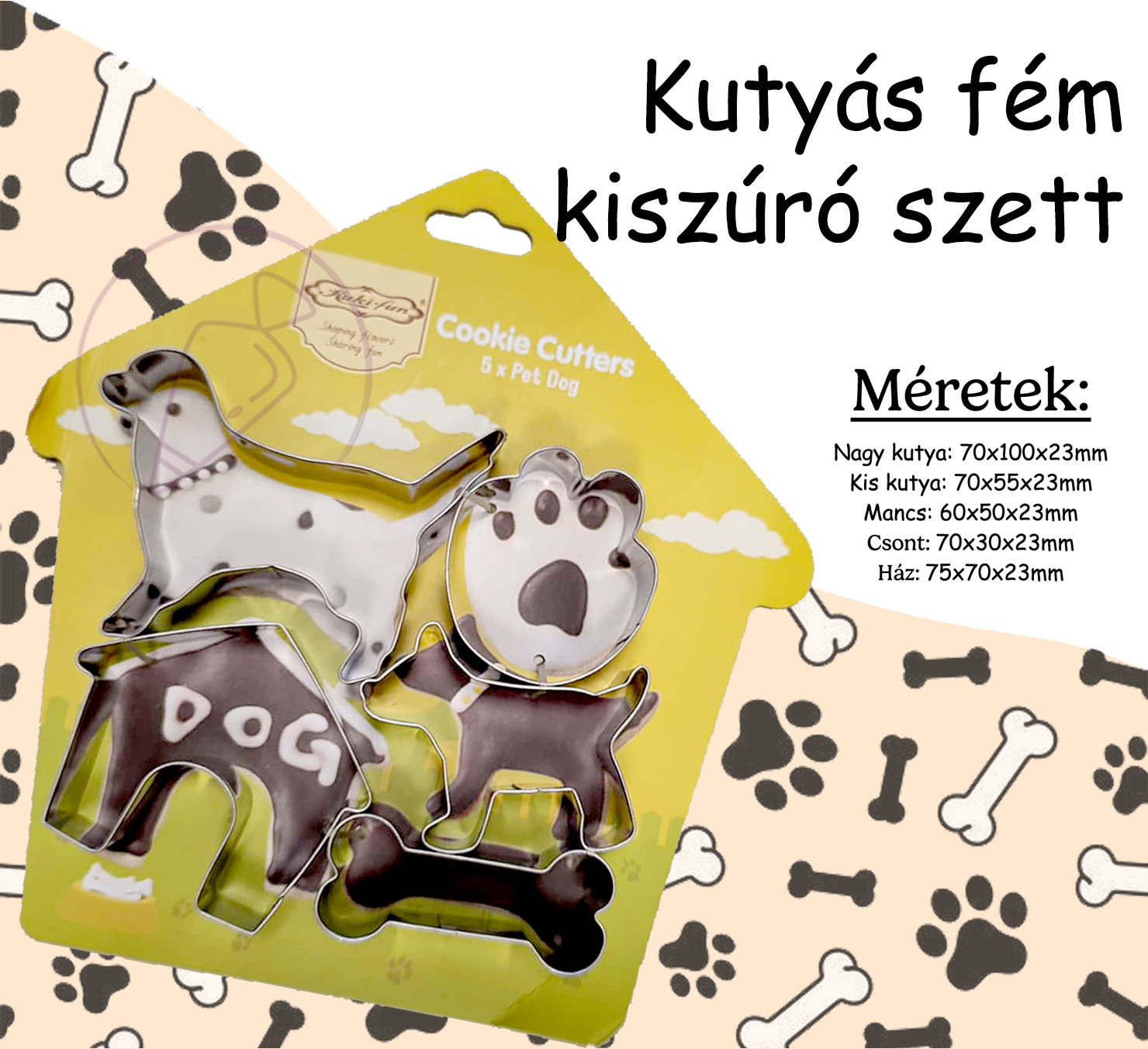 Kutyás fém kiszúró szett