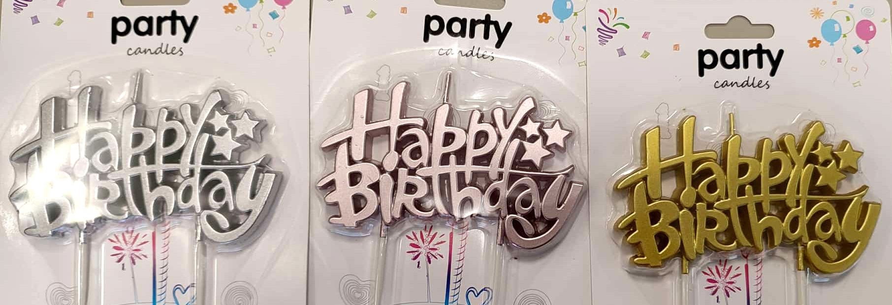 Happy Birthday Gyertyák ezüst, rosegold, arany színben