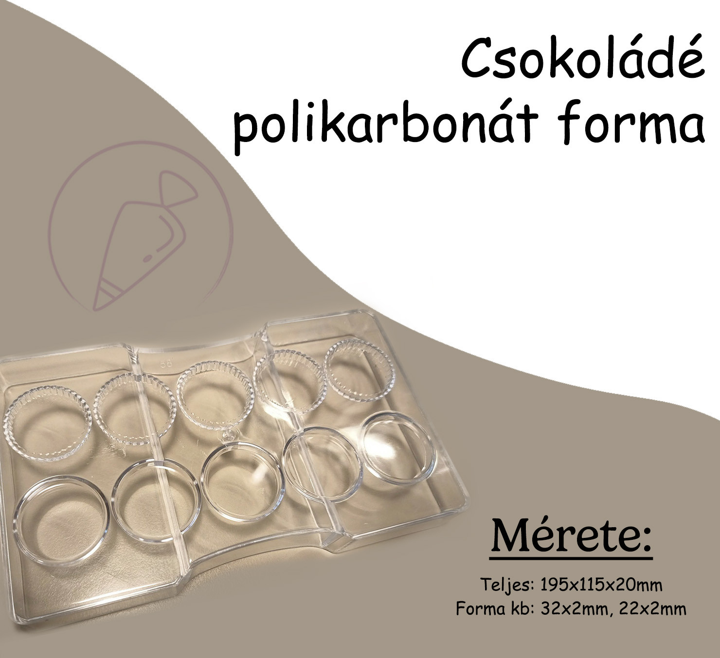 Csokoládé forma polikarbonát 10db forma/tábla