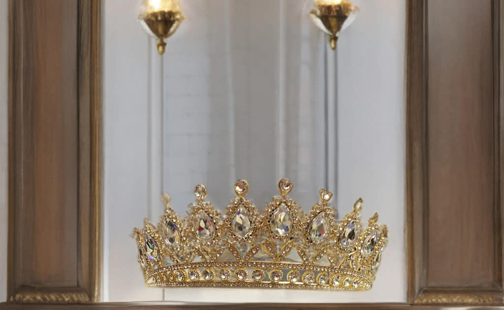 Tiara arany fehér köves hercegnős