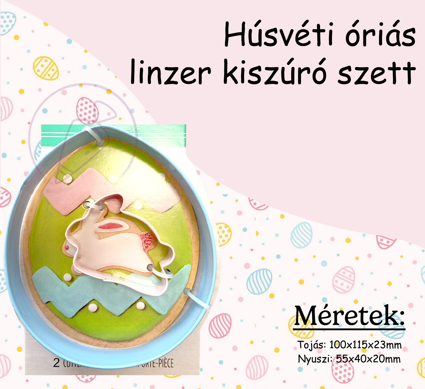 Húsvéti óriás fém linzer kiszúró 2db-os