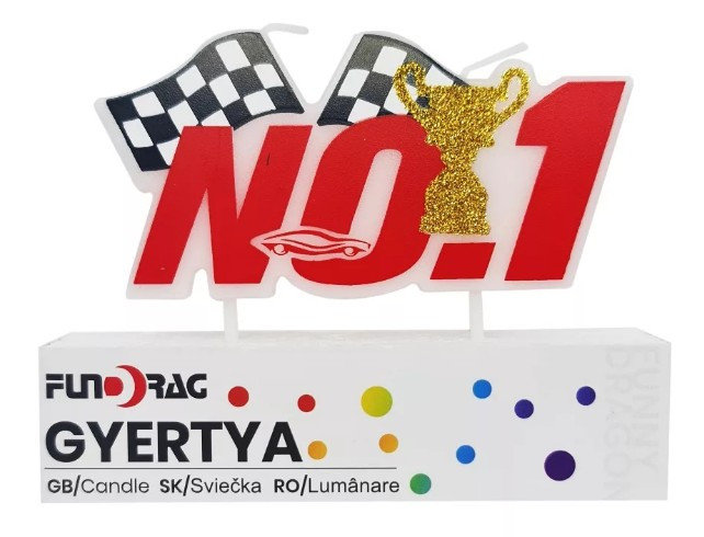 Versenyautós torta gyertya