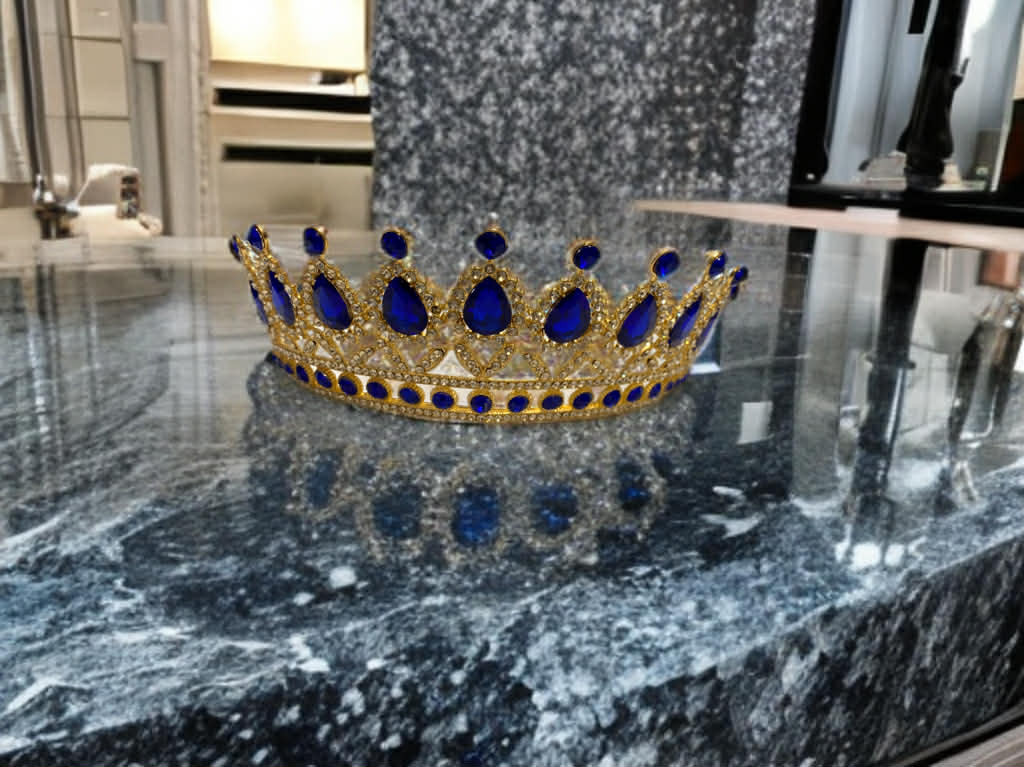 Tiara arany kék köves hercegnős