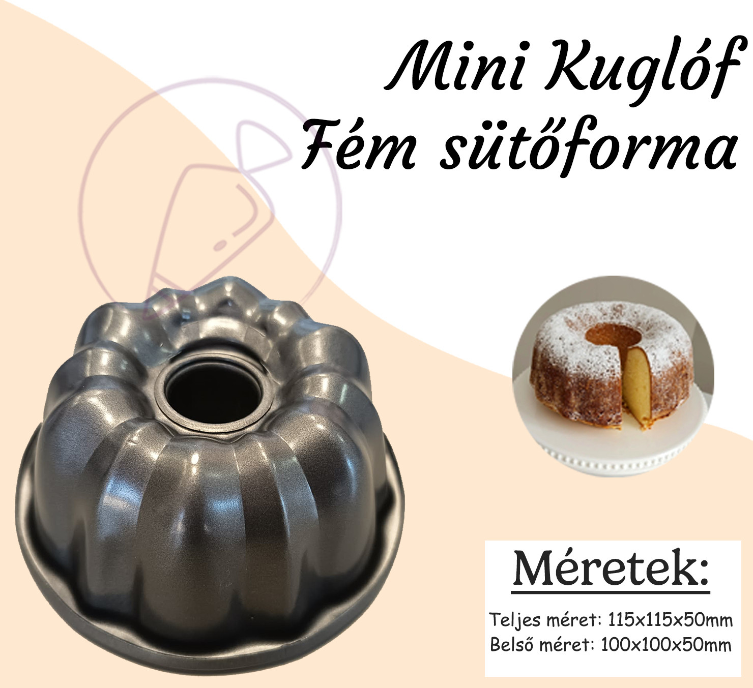 Mini kuglóf fém sütőforma