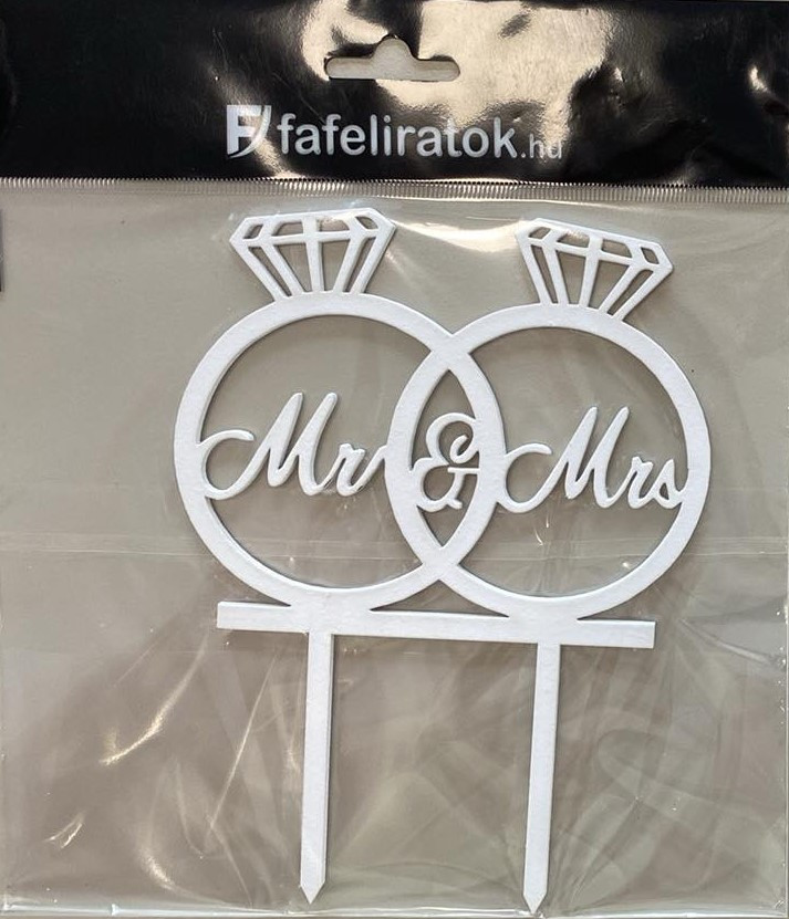 Esküvői fehér beszúró, Mr & Mrs Gyűrűk