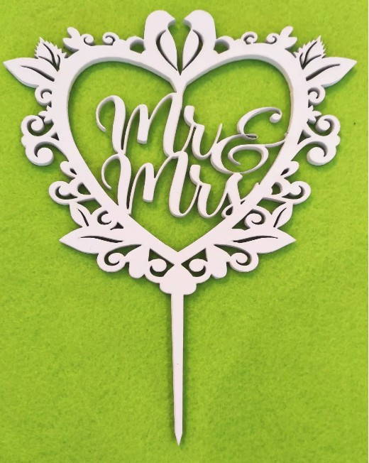 Mintás szív Mr and Mrs tortabeszúró