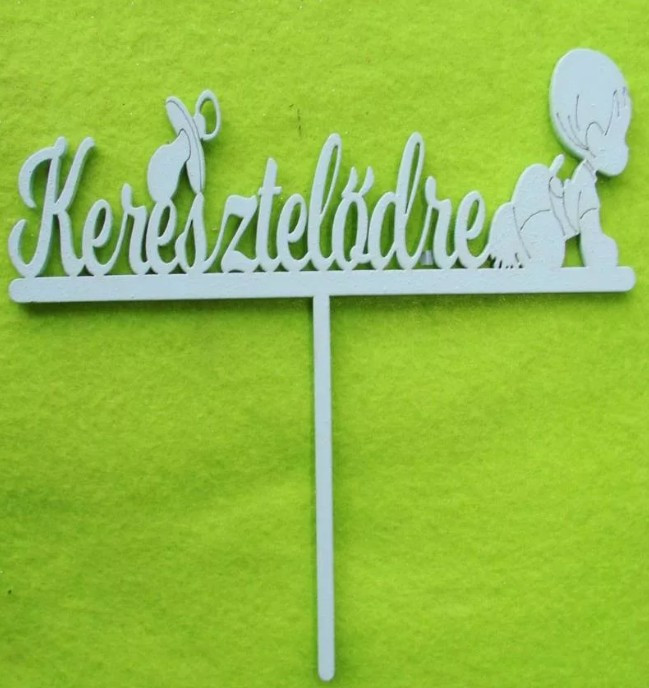 Keresztelődre Babás Kék Fafelirat