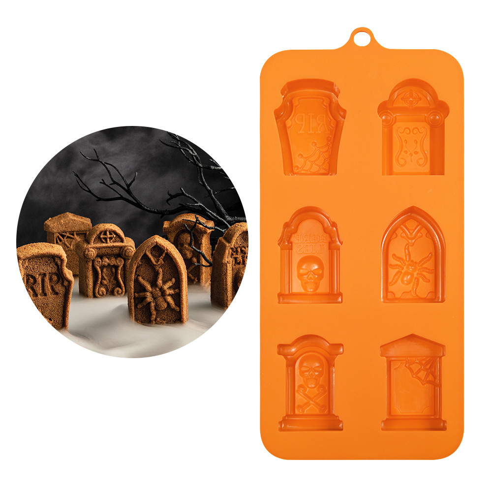 Halloween szilikon forma, 6 üreges – sírkő