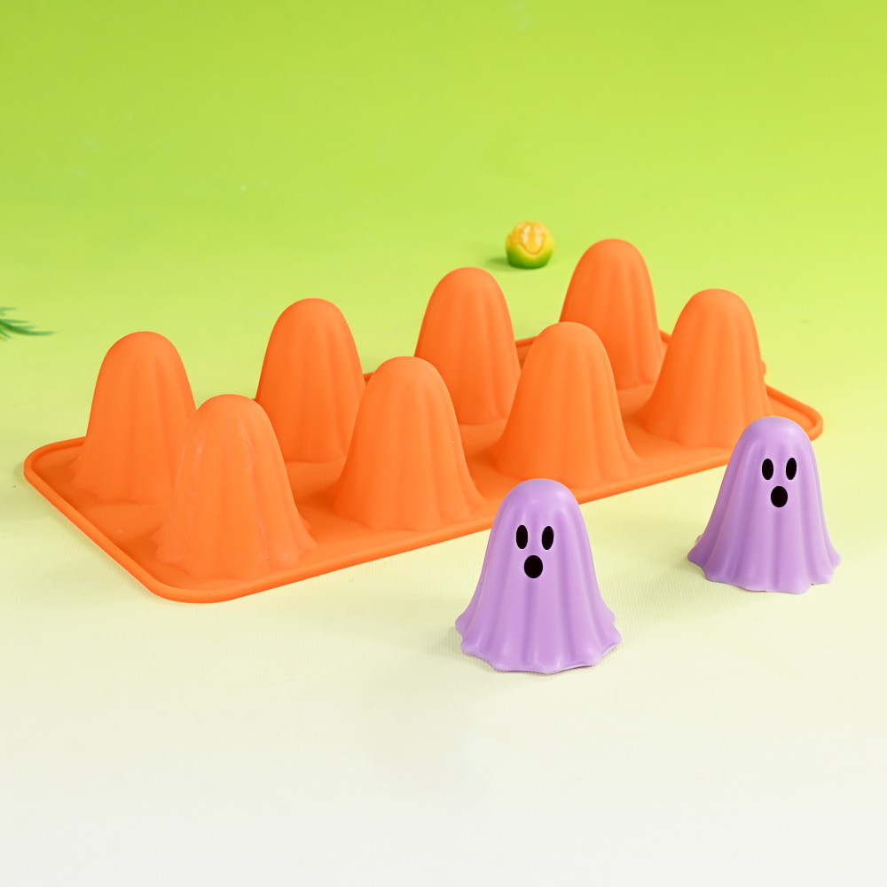 Halloween szilikon forma, 8 üreges – álló 3D szellem