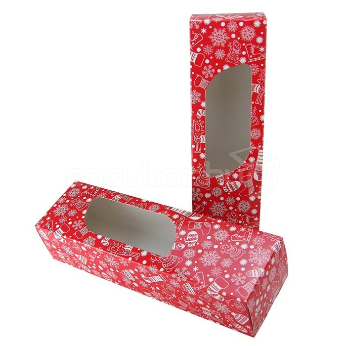 Karácsonyi bejglidoboz Piros mintás 27x8x6cm