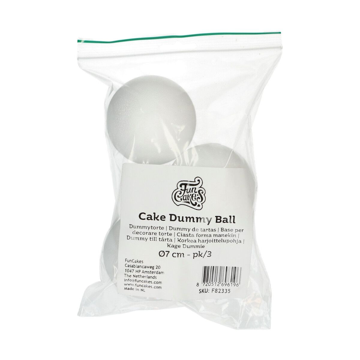 FunCakes polisztirol gömb dummy – Ø7 cm, 3 db