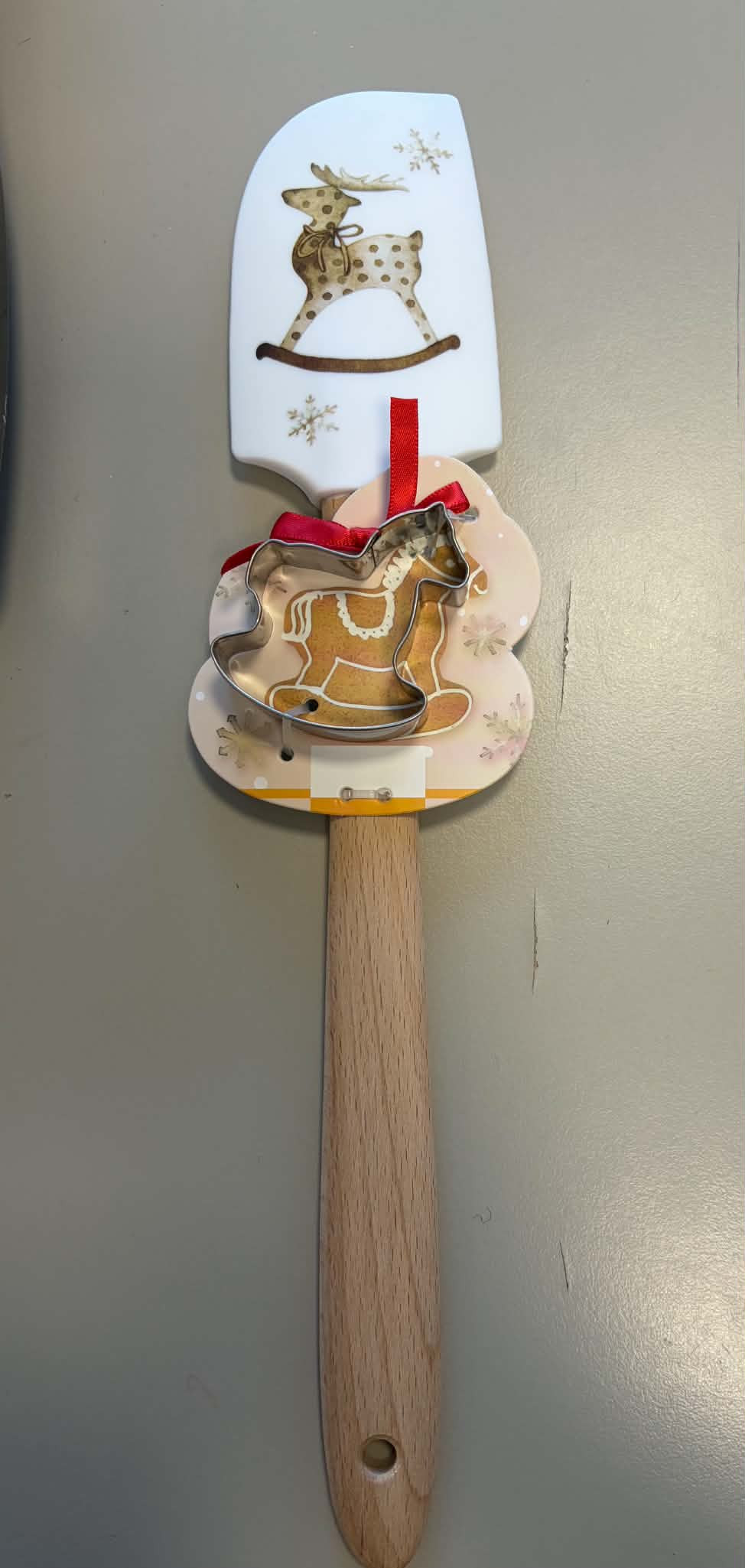 Karácsonyi spatula és kekszkiszúró szett – fenyőfa / hintaló