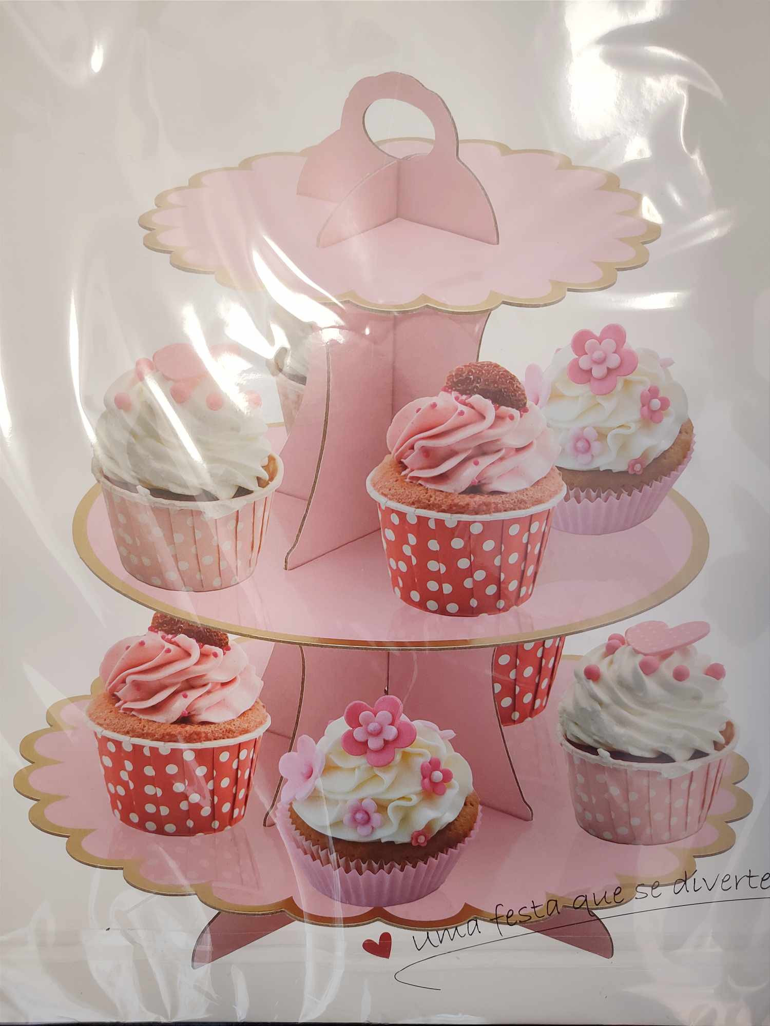 Muffin karton tartó állvány rózsaszín