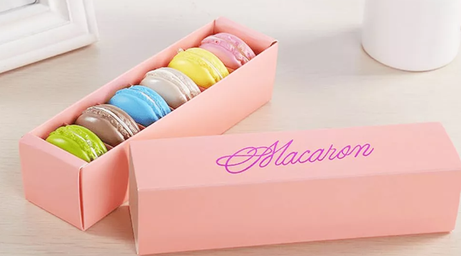 Macaron Színes feliratos doboz 6-os