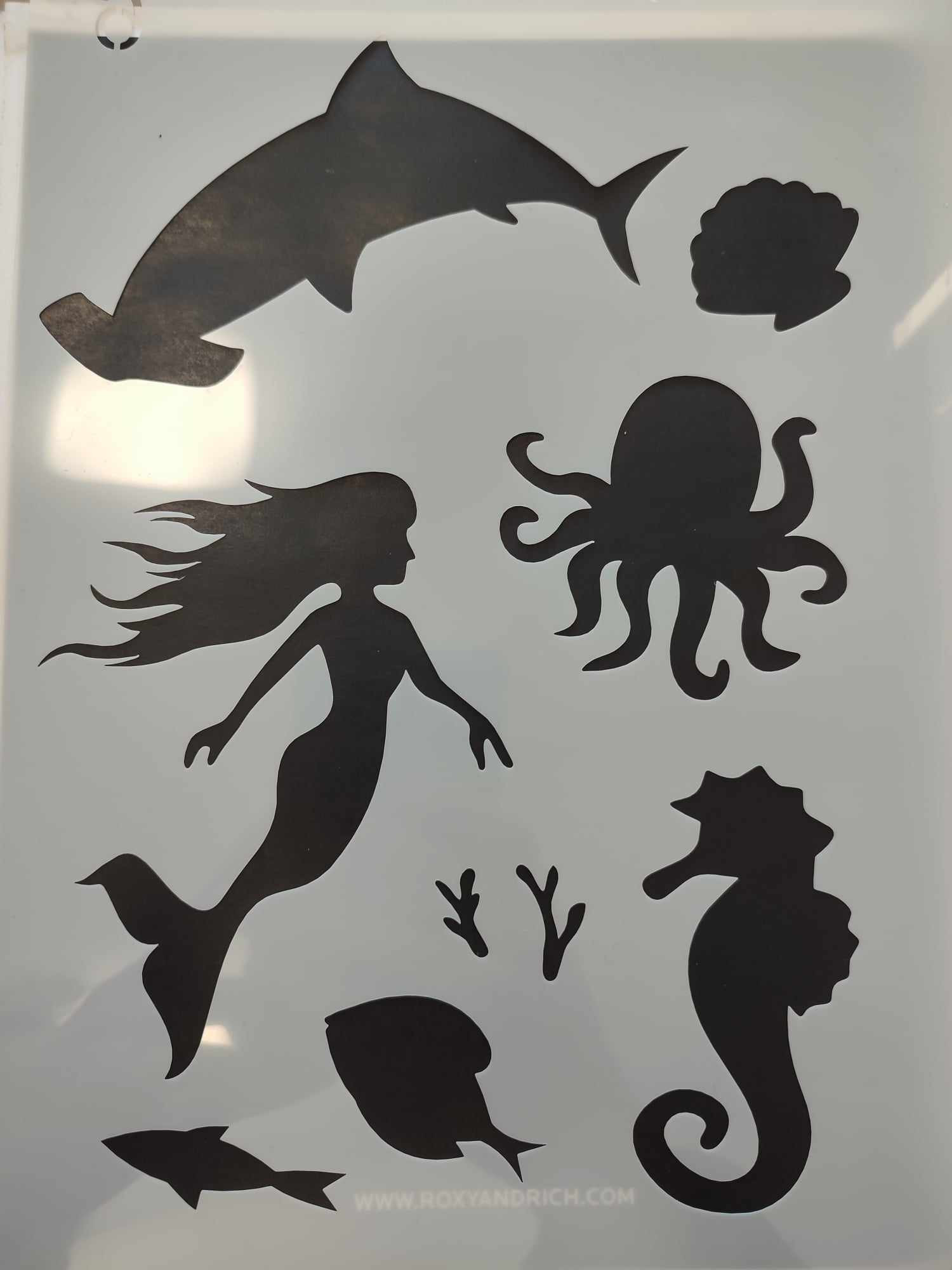 Sellő és tengeri állatok nagy stencil 21*30.7cm