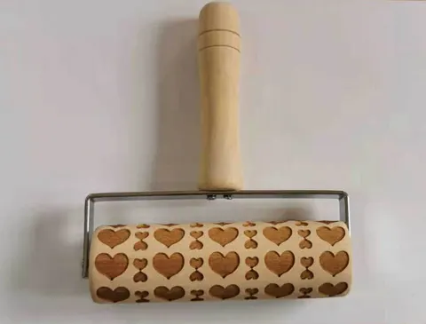 Rolling pin with handle - hearts